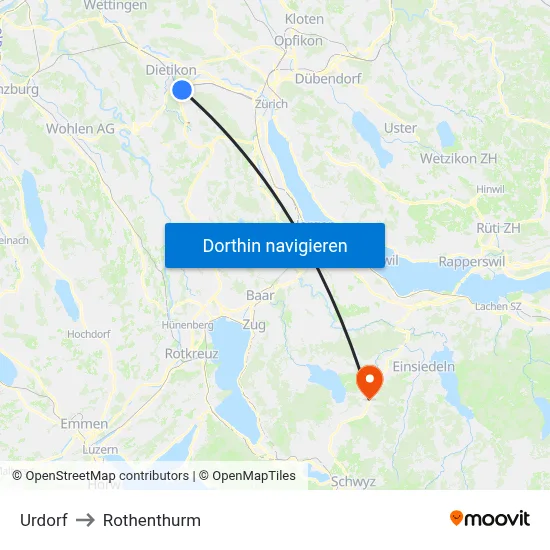 Urdorf to Rothenthurm map