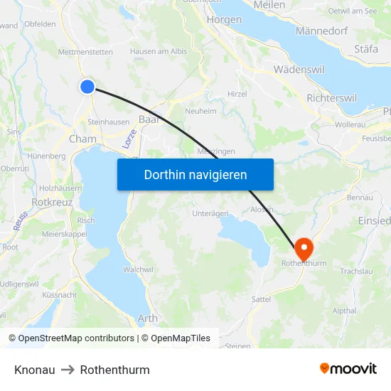 Knonau to Rothenthurm map