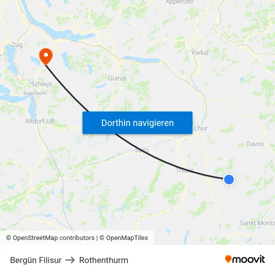 Bergün Filisur to Rothenthurm map