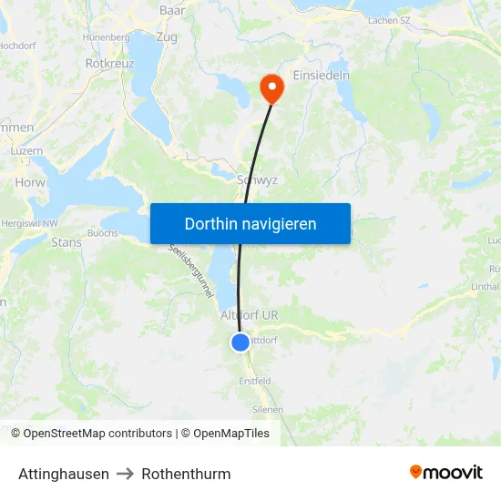 Attinghausen to Rothenthurm map