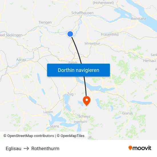 Eglisau to Rothenthurm map
