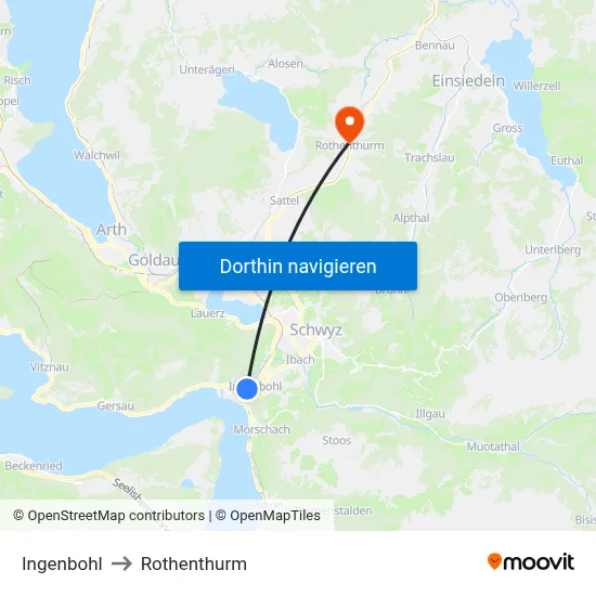 Ingenbohl to Rothenthurm map