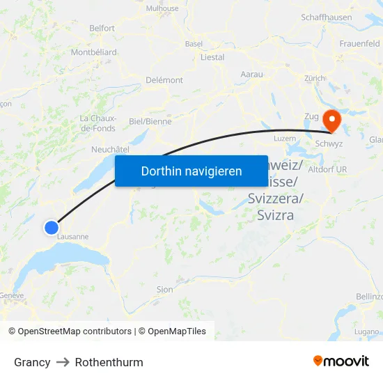 Grancy to Rothenthurm map