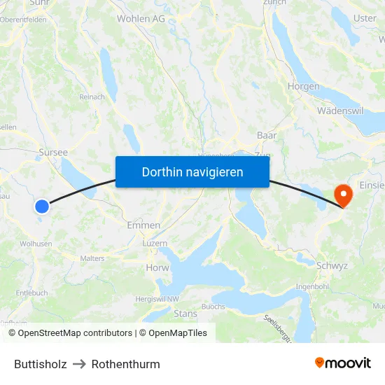 Buttisholz to Rothenthurm map