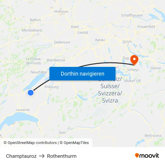 Champtauroz to Rothenthurm map
