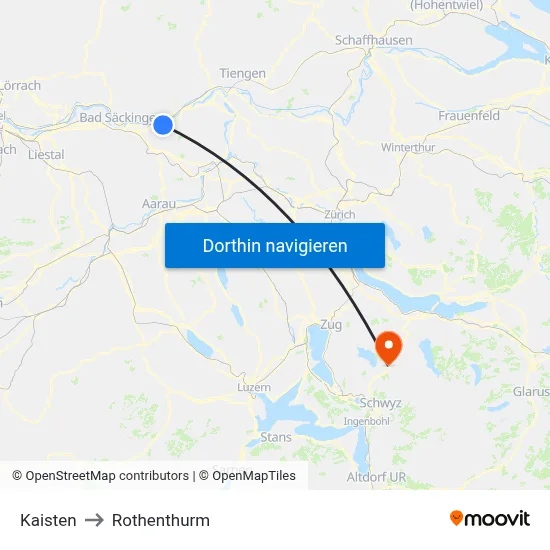 Kaisten to Rothenthurm map