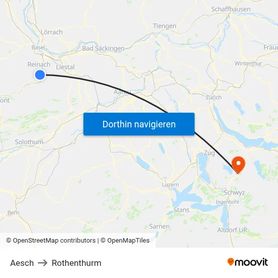 Aesch to Rothenthurm map