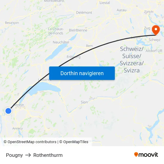 Pougny to Rothenthurm map