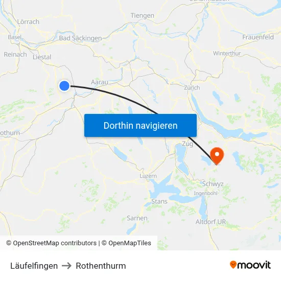 Läufelfingen to Rothenthurm map