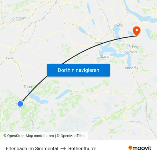 Erlenbach Im Simmental to Rothenthurm map