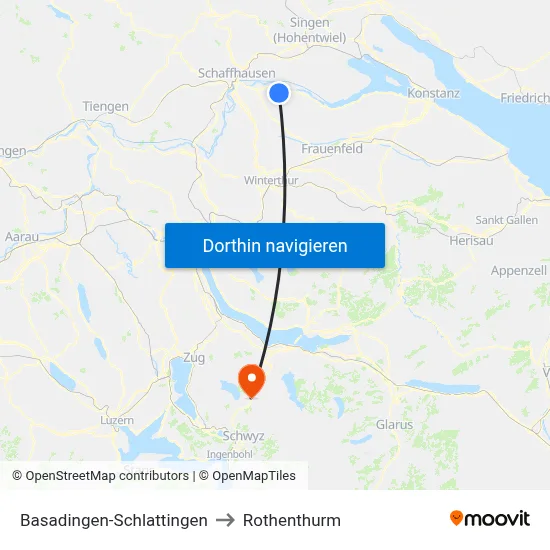 Basadingen-Schlattingen to Rothenthurm map