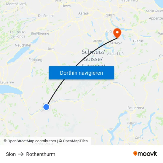 Sion to Rothenthurm map