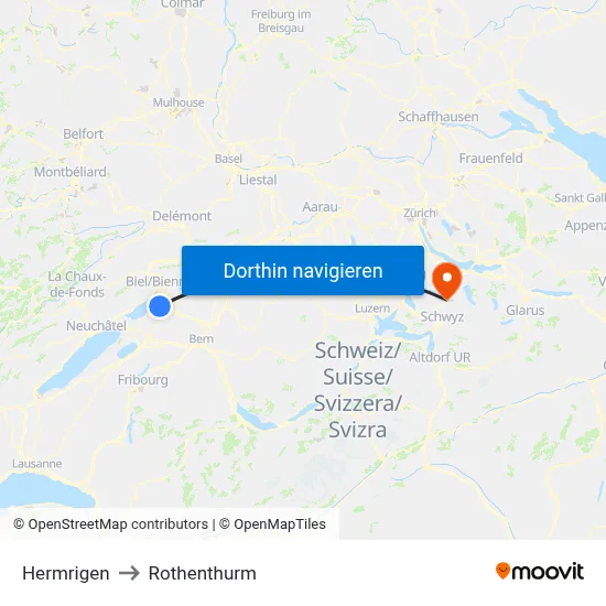 Hermrigen to Rothenthurm map