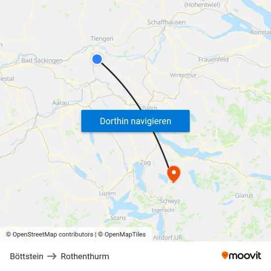 Böttstein to Rothenthurm map
