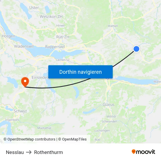Nesslau to Rothenthurm map