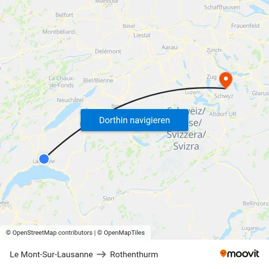 Le Mont-Sur-Lausanne to Rothenthurm map