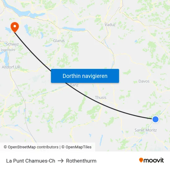 La Punt Chamues-Ch to Rothenthurm map