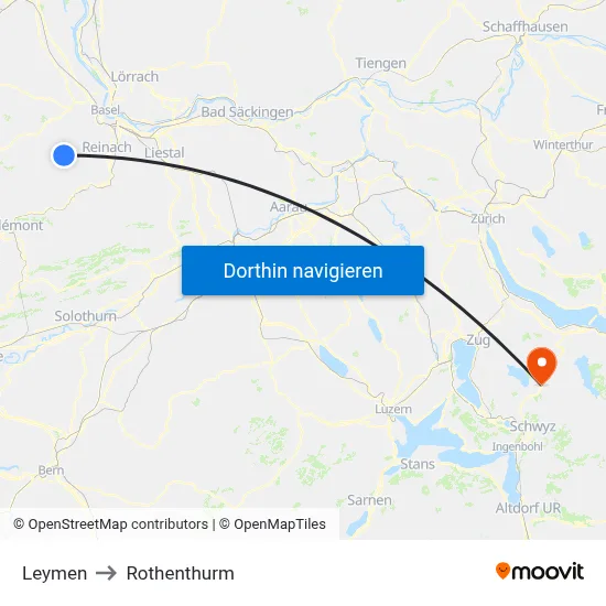 Leymen to Rothenthurm map