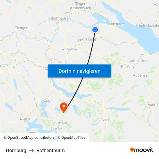 Homburg to Rothenthurm map