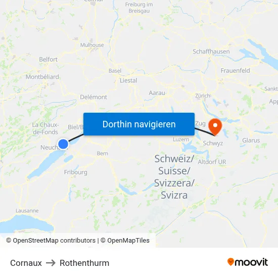 Cornaux to Rothenthurm map