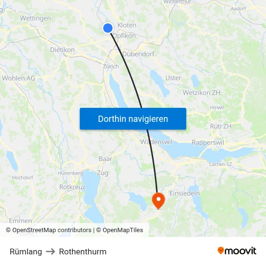 Rümlang to Rothenthurm map