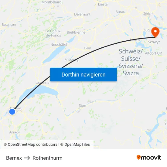 Bernex to Rothenthurm map