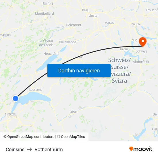 Coinsins to Rothenthurm map