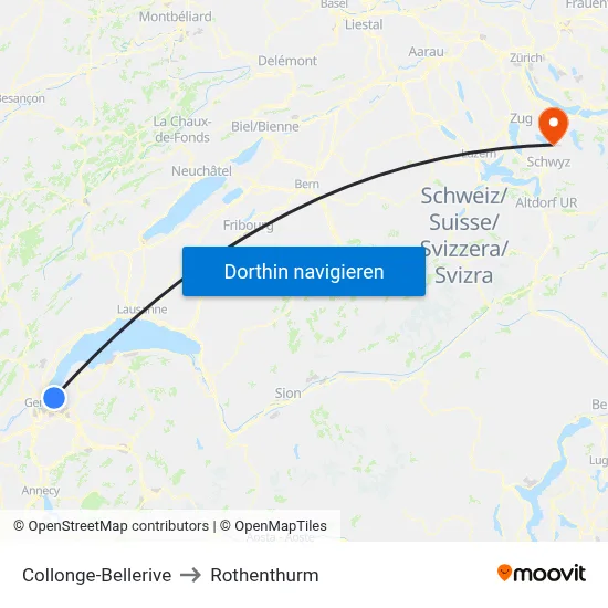 Collonge-Bellerive to Rothenthurm map
