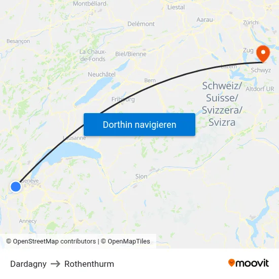 Dardagny to Rothenthurm map