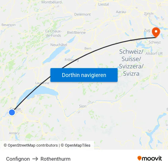 Confignon to Rothenthurm map