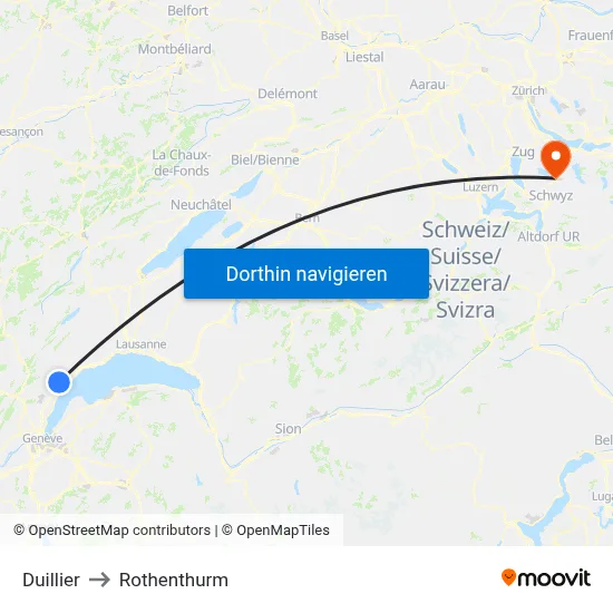Duillier to Rothenthurm map
