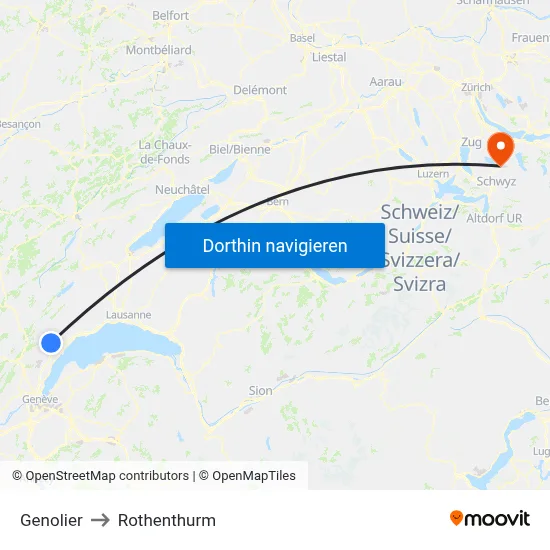 Genolier to Rothenthurm map