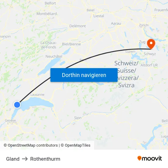 Gland to Rothenthurm map