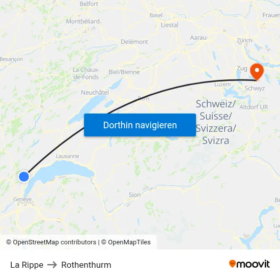 La Rippe to Rothenthurm map
