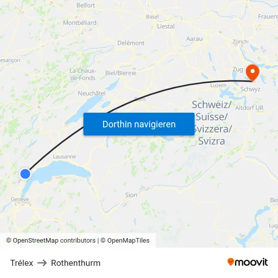 Trélex to Rothenthurm map
