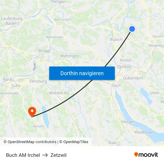 Buch AM Irchel to Zetzwil map