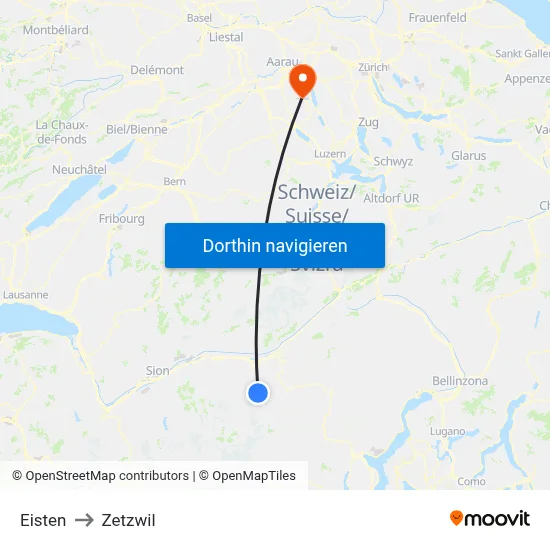 Eisten to Zetzwil map