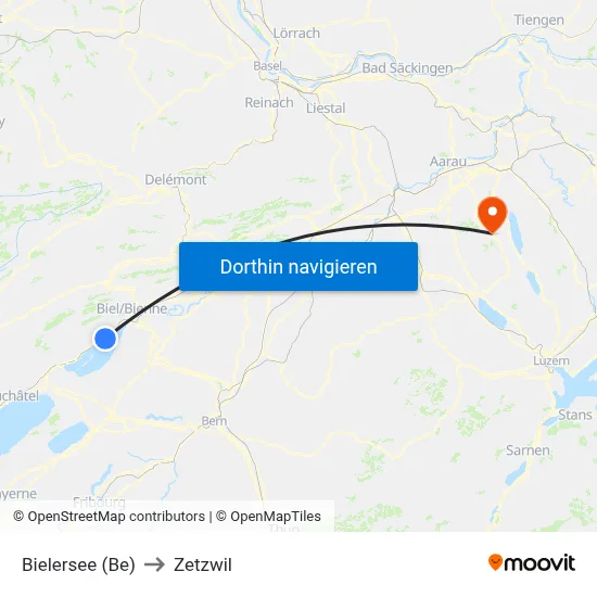 Bielersee (Be) to Zetzwil map
