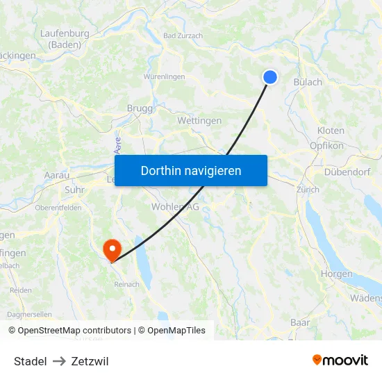 Stadel to Zetzwil map