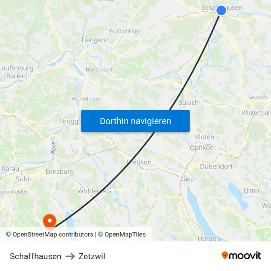 Schaffhausen to Zetzwil map