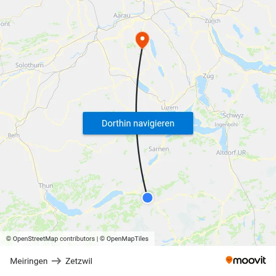 Meiringen to Zetzwil map