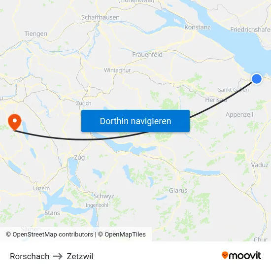 Rorschach to Zetzwil map
