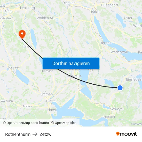 Rothenthurm to Zetzwil map