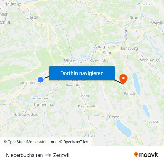 Niederbuchsiten to Zetzwil map