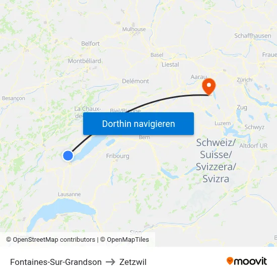 Fontaines-Sur-Grandson to Zetzwil map
