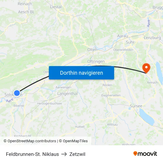 Feldbrunnen-St. Niklaus to Zetzwil map