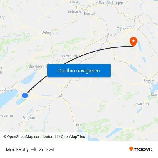 Mont-Vully to Zetzwil map