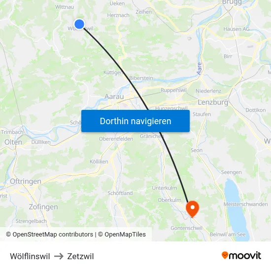 Wölflinswil to Zetzwil map