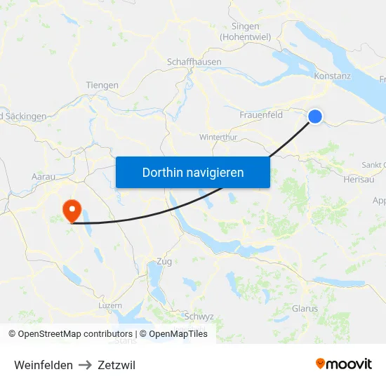 Weinfelden to Zetzwil map
