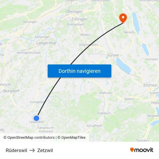 Rüderswil to Zetzwil map